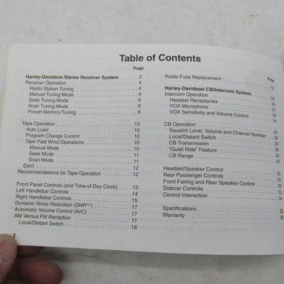 Harley-Davidson Official 1998 Premium Sound System Owner's Manual 9946