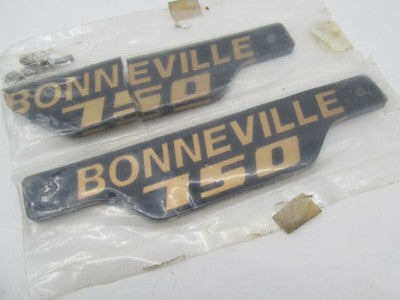 Pair of Triumph Bonneville 750 Black & Gold Side Panel Badges (One is Broken)