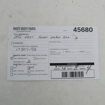 Harley Davidson Genuine Lower Rocker Box 17507-92