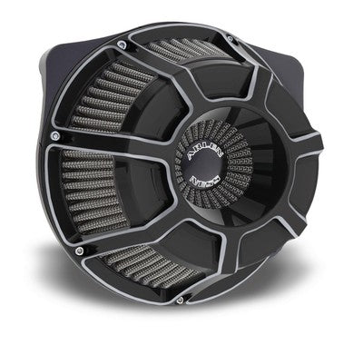 Arlen Ness Inverted Series Air Cleaner Kits for V-Twin Black Beveled 1