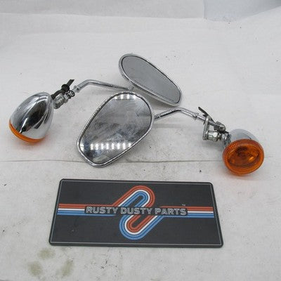 Harley Davidson Pair of Chrome Rear View Mirrors with Bullet Amber Tur