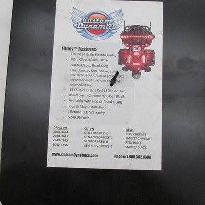 Custom Dynamics Fillerz LED Saddlebag Filler Light Dealer Retail Displ