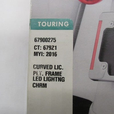 Harley-Davidson OEM NOS Curved License Plate Frame Chrome w/ LED Light