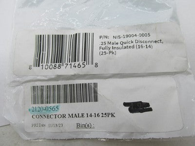 Lot of 25 Namz NOS .25" Male Quick Disconnect 14-16 Guage Wire 2120-05