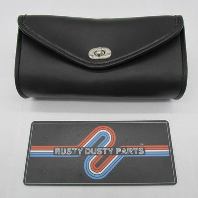 Motorcycle Windshield Turnbuckle Pouch, Black Synthetic Leather 10" x