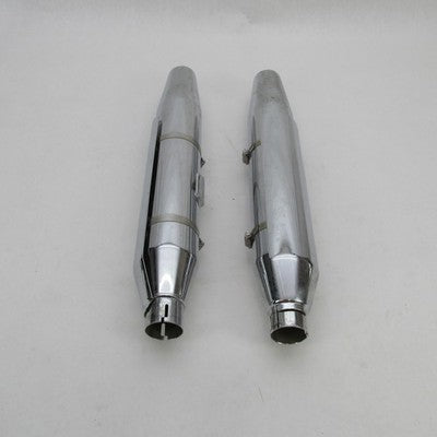 Pair of Harley OEM Twin Cam Softail Chrome Mufflers w/ Shields 65090-0