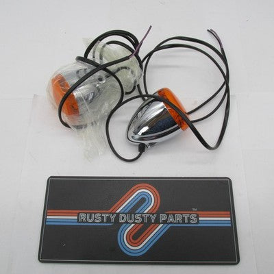 Harley Davidson OEM Pair of Chrome Amber Bullet Turn Signals Assembly