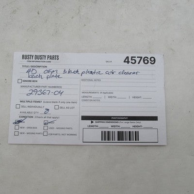 Harley Davidson OEM Stock Black Plastic Air Cleaner Backing Plate 2936