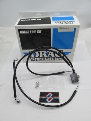 Drag Specialties NOS Extended Length +4" Black Vinyl Brake Line Kit 17