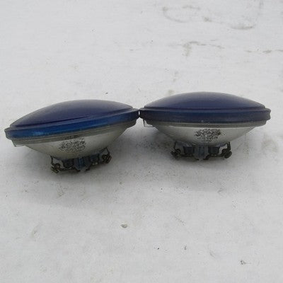 Pair of Wagner VTG 4-1/2" PAR36 Sealed Beam Police Spot Lamps Blue 12V