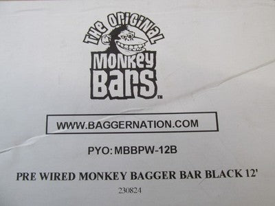 Bagger Nation NOS Pre-Wired 12" Monkey Handlebars, Black 0601-5309 MBB