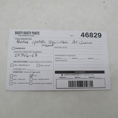 Harley Davidson OEM 1200 Custom Air Cleaner Insert Trim Sportster 2934