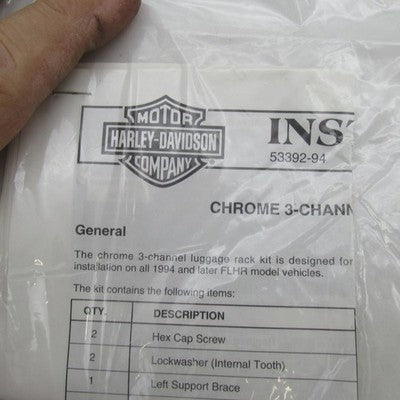 Harley Davidson OEM NOS Chrome 3 Channel Luggage Rack Kit FLHR 94+ 533