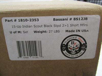 Bassani NOS Indian Scout 2 into 1 Megaphone Exhaust Short Black 8S12JB