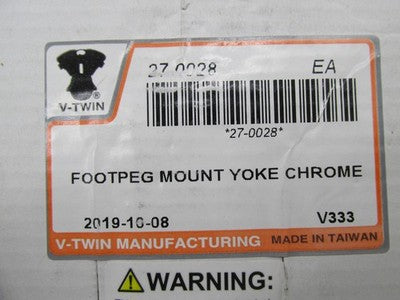 V-Twin NOS Harley-Davidson Footpeg Mount Yoke, Chrome 27-0028