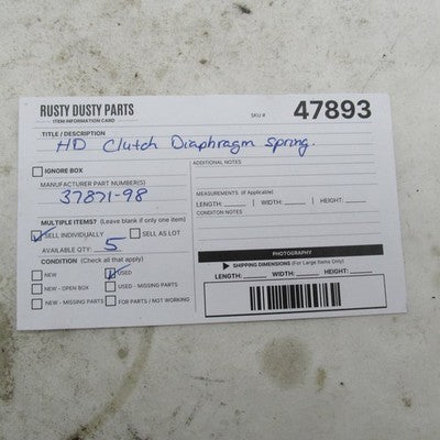 Harley Davidson Genuine Clutch Diaphragm Spring Plate Twin Cam 37871-9