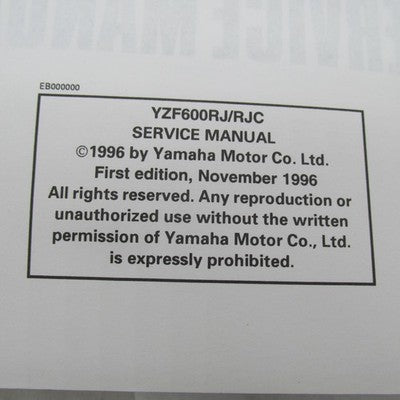 Yamaha OEM YZF600 Service Manual Factory Operator Guide LIT-11616-10-5
