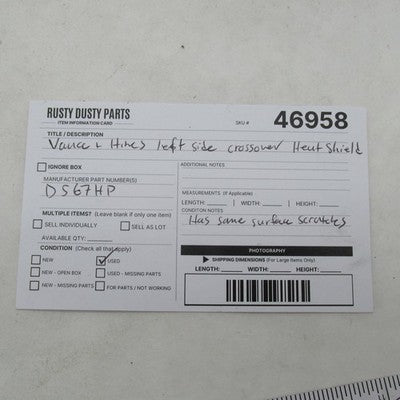Vance & Hines Harley Davidson OEM Left Side Crossover Heat Shield Blac