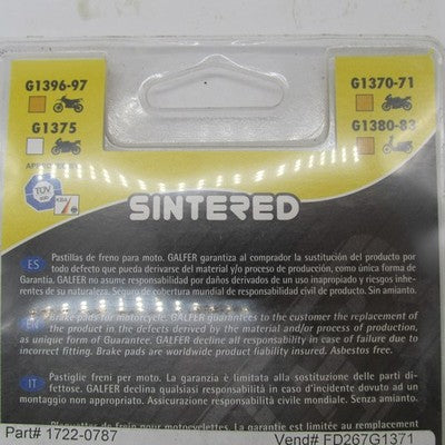 Galfer Sintered Brake Pads G1370-G1380 , G1375-G1396 1371 FD267H029