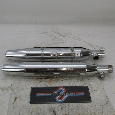 Pair of Harley OEM Softail Fat Boy Deuce Mufflers w/ Shields 65890-00