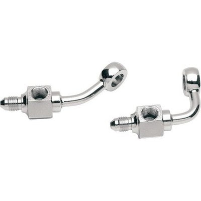 Drag Specialties 3/8in. Banjo x AN-3 Male 90deg. Long Brake Fitting wi