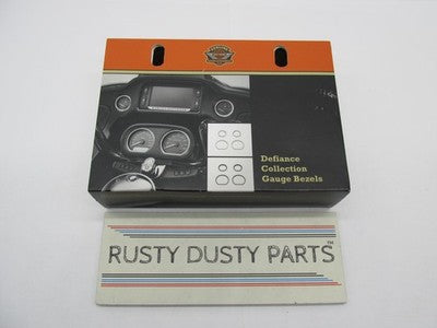 Harley Davidson Genuine NOS Defiance Collection Gauge Bezels Kit NIB 6
