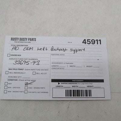 Harley Davidson OEM 93-02 Dyna Wide Glide Chrome Left Footpeg Support