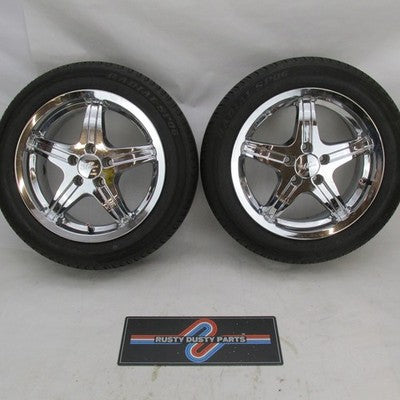 Pair of Milanni 15" x 6.5" Chrome Trike Wheel Tri Glide 185/60R15 Tire