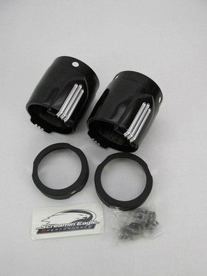 Harley Davidson Genuine NOS Black Defiance Muffler 4.5" End Caps 65100