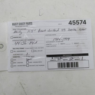 Harley Davidson OEM 11.5" Front Drilled SS Brake Rotor 84-99 Sportster