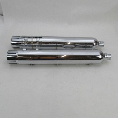 Pair of Harley CVO Touring Chrome Mufflers w/ Tips & Shields 64900111
