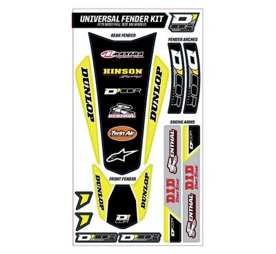 D'COR Universal Fender Trim Decals Cor Yellow 15-40-100
