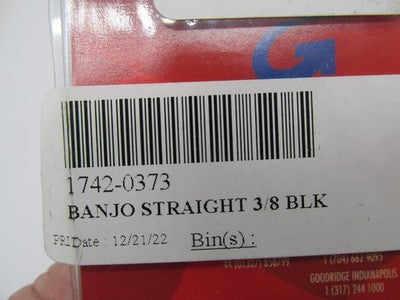 Goodridge NOS Sniper 2 Straight Banjo Fitting 3/8" Black 1742-0373