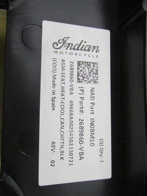 Indian Genuine OEM Chieftain Clima Command Heated and Cooled Seat 2689