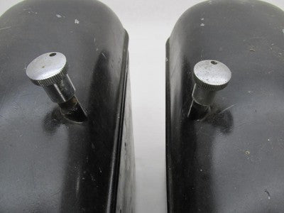 Pair of Vintage Black Metal Motorcycle Police Style Saddlebags 15"x5"x