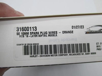 Harley Screamin' Eagle NOS OEM 10MM Phat Spark Plug Wires, Orange 3160