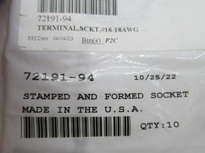Lot of 10 Harley OEM NOS Stamped Deutsch DT #16-18 AWG Socket Terminal