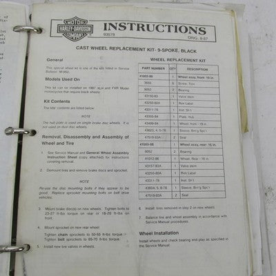 Harley Davidson Genuine 1980s-1990s Accessory Installation Instruction