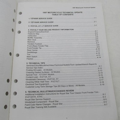 Yamaha OEM 1997 Technical Update Factory Service Manual LIT-115010097