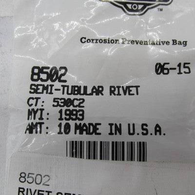 Lot of 9 Harley-Davidson OEM NOS Semi-Tubular Rivets 8502