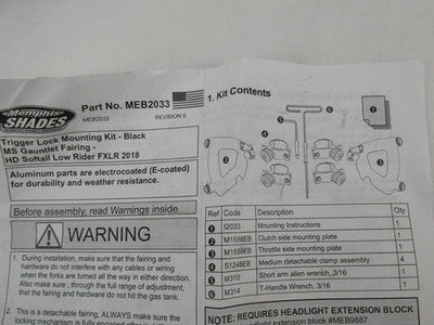 Memphis Shades Harley Gauntlet Fairing Trigger-Lock Hardware Kit MEB20