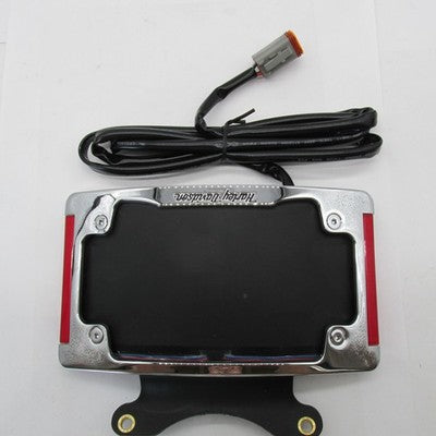 Harley-Davidson OEM NOS Curved License Plate Frame Chrome w/ LED Light