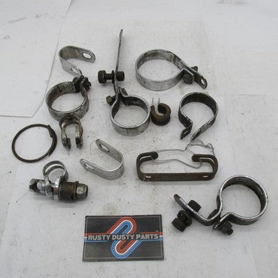 Large Mixed Lot of Vintage BSA Triumph Exhaust Clamps & Misc Hardware