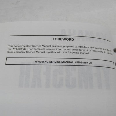 Yamaha OEM YFM350FX Service Manual LIT-11616-FX-35 LIT-11616-09-58