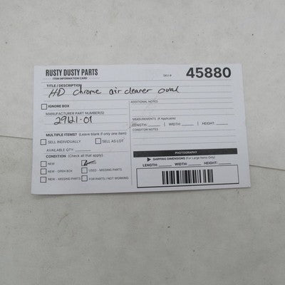 Harley Davidson OEM Chrome 88ci Softail Oval Air Cleaner Cover 29121-0
