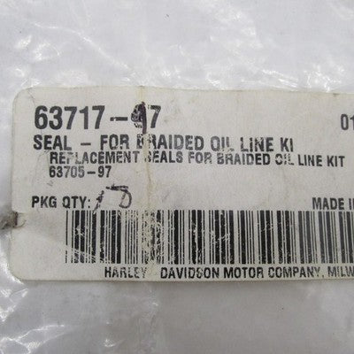 Lot of 3 Harley-Davidson OEM NOS Braided Oil Line Replacement Seals 63