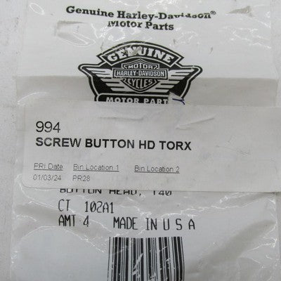 Lot of 3 Harley-Davidson OEM NOS T40 Torx Button Head Screws 994