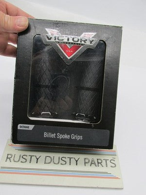 Victory Genuine NOS OEM Billet Spoke Handlebar Grips Black 2881875-468