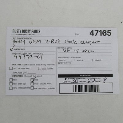 Harley Davidson OEM Stock 01-06 V-Rod VRSC Polished Rear Swingarm 4837