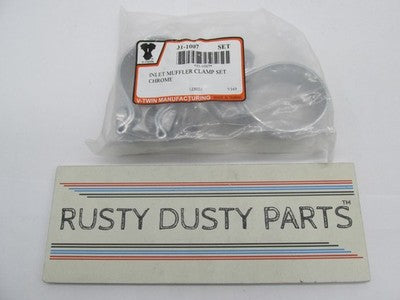V-Twin NOS Harley 1-7/8" Inlet Muffler End Clamp Set, Chrome 31-1007 |